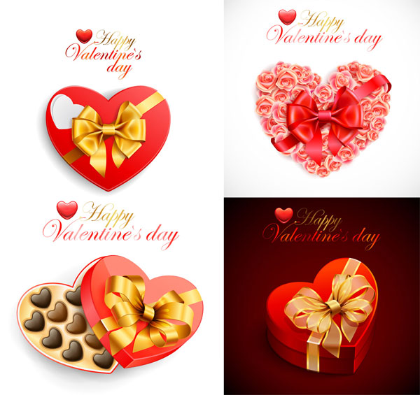 Romantic Valentine's Day heart-shaped gift box vector material
